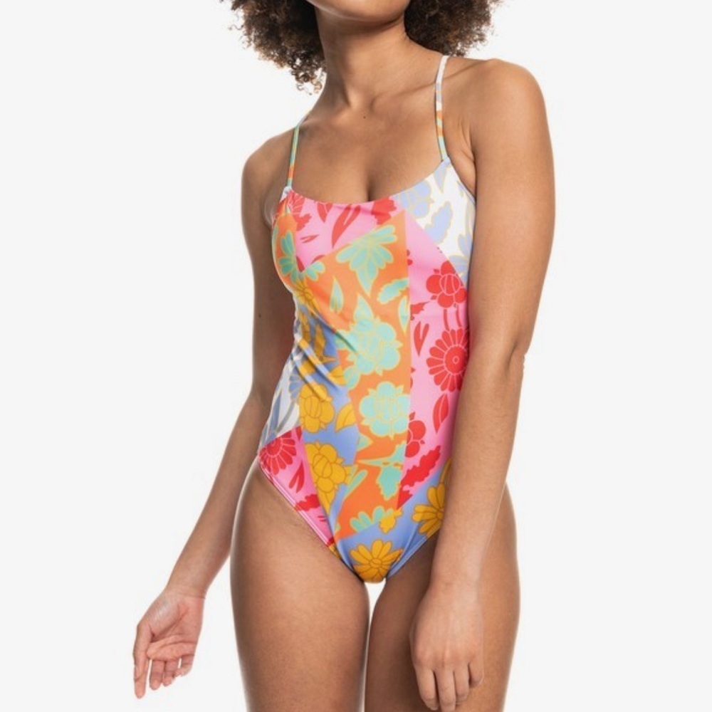 ROWLEY x ROXY One Piece Swimsuit Floral Tie Back Size Small